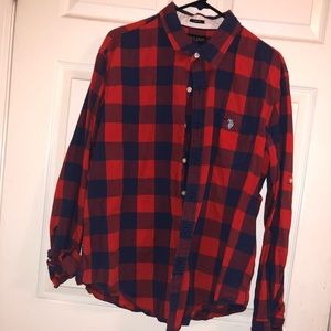 Polo Assn. Button Up Red and Blue Plaid